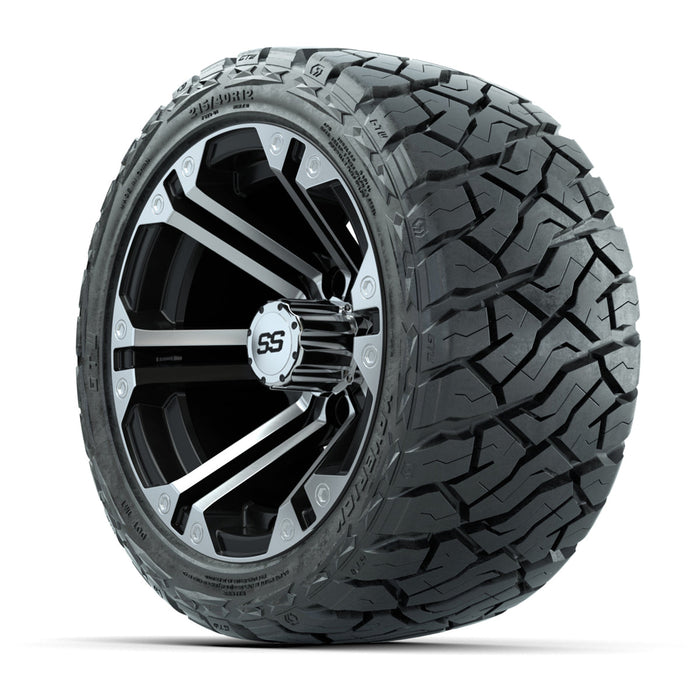 GTW 12' Specter Wheels Machined Black and Maverick Low Profile & All Terrain Tires Combo Set of 4