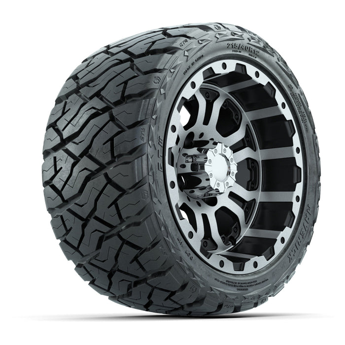 GTW 12' Omega Wheels Machined Black and Maverick Low Profile & All Terrain Tires Combo Set of 4