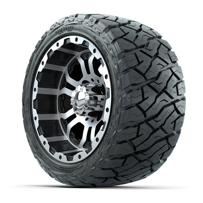 GTW 12' Omega Wheels Machined Black and Maverick Low Profile & All Terrain Tires Combo Set of 4