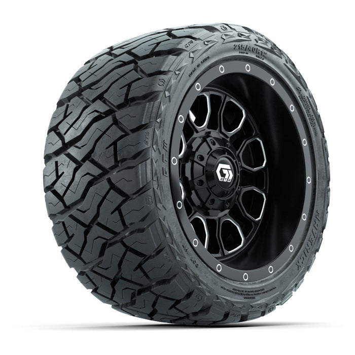 GTW 12' Volt Wheels Machined Black and Maverick Low Profile & All Terrain Tires Combo Set of 4