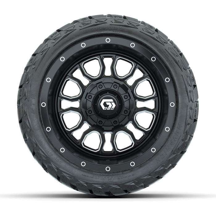GTW 12' Volt Wheels Machined Black and Maverick Low Profile & All Terrain Tires Combo Set of 4