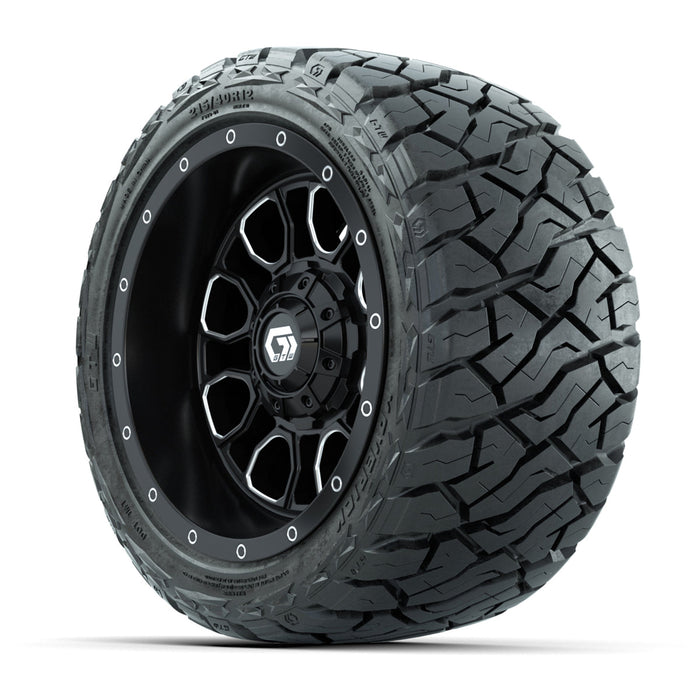 GTW 12' Volt Wheels Machined Black and Maverick Low Profile & All Terrain Tires Combo Set of 4