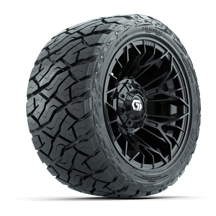 GTW 12' Stellar Wheels Black and Maverick 215/40-R12 Low Profile All Terrain Tires Combo Set of 4