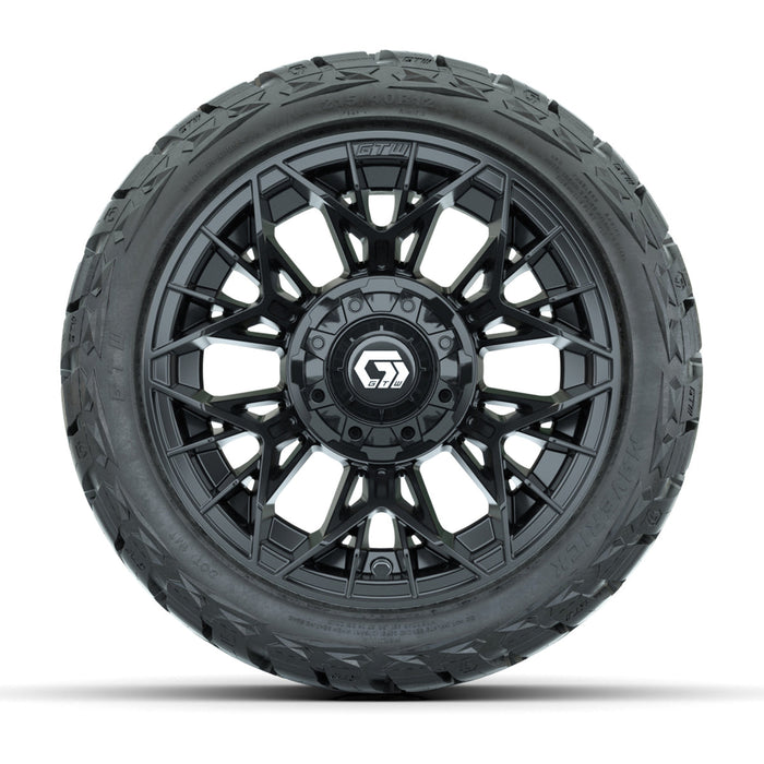 GTW 12' Stellar Wheels Black and Maverick 215/40-R12 Low Profile All Terrain Tires Combo Set of 4