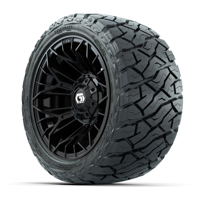 GTW 12' Stellar Wheels Black and Maverick 215/40-R12 Low Profile All Terrain Tires Combo Set of 4