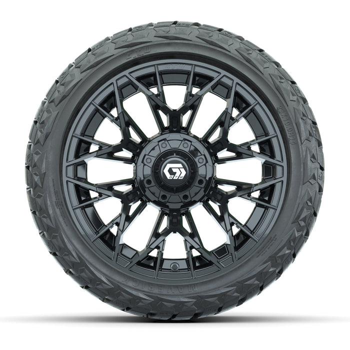 GTW 14' Stellar Wheels Matte Black and Maverick 23x10.00-R14 All Terrain Tires Set of 4