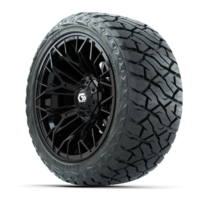 GTW 14' Stellar Wheels Matte Black and Maverick 23x10.00-R14 All Terrain Tires Set of 4