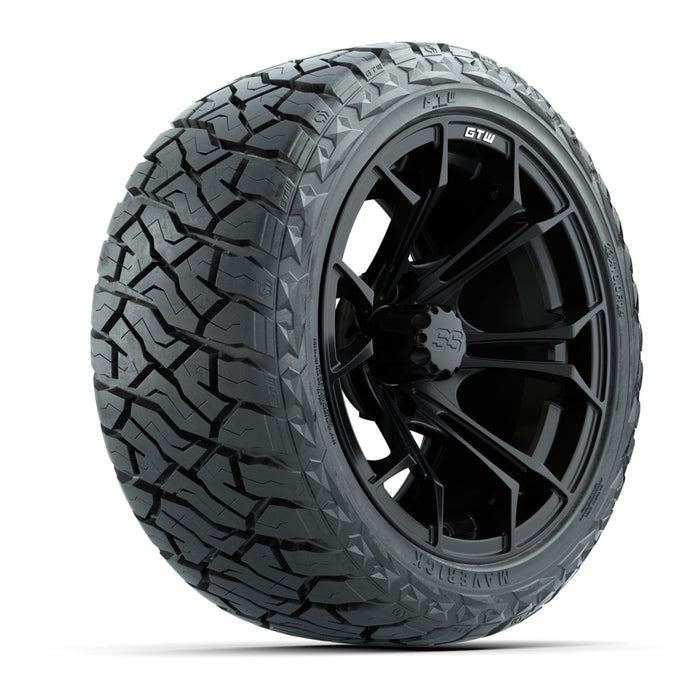 GTW 14' Spyder Wheels Matte Black and Maverick Low Profile & All Terrain Tires Combo Set of 4