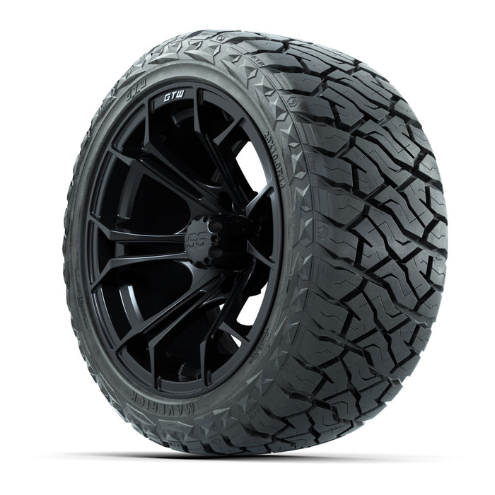 GTW 14' Spyder Wheels Matte Black and Maverick Low Profile & All Terrain Tires Combo Set of 4