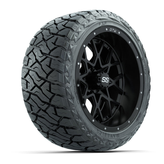 GTW 14' Vortex Wheels Matte Black and Maverick Low Profile & All Terrain Tires Combo Set of 4