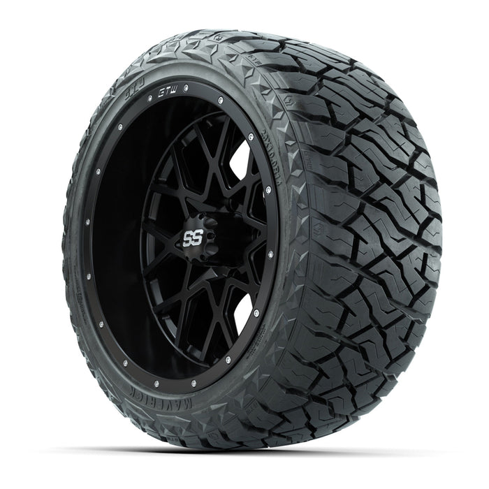 GTW 14' Vortex Wheels Matte Black and Maverick Low Profile & All Terrain Tires Combo Set of 4