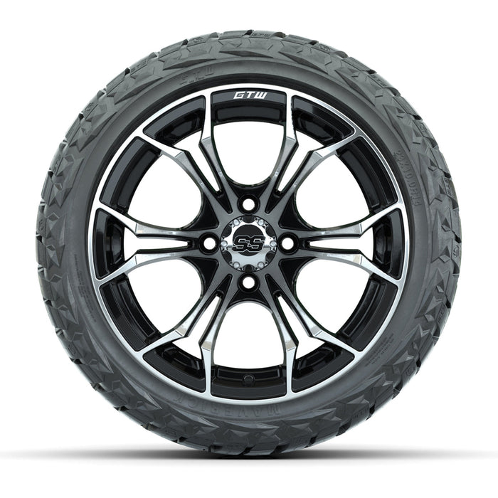 GTW 14' Spyder Wheels Machined Black and Maverick Low Profile & All Terrain Tires Combo Set of 4