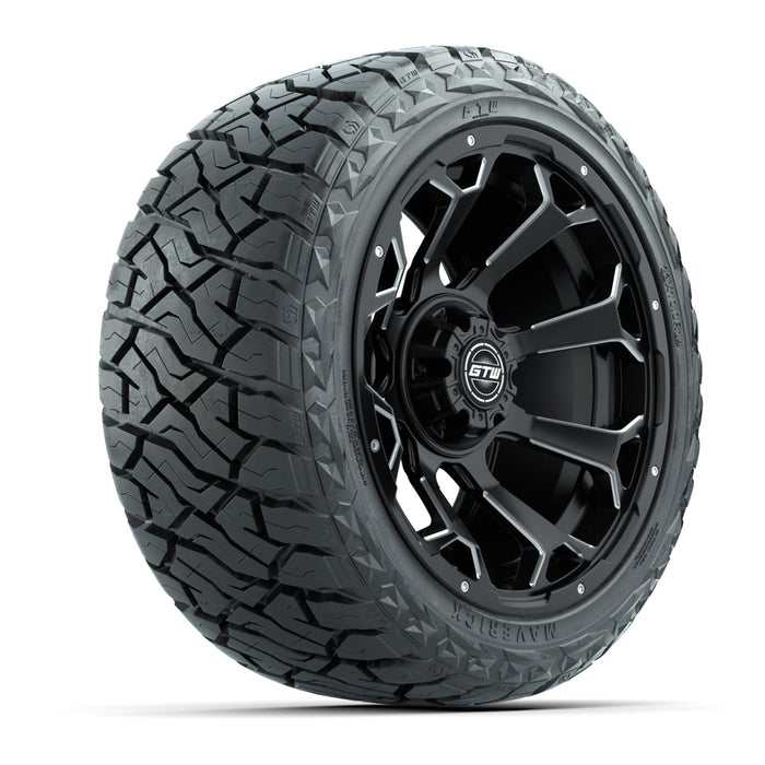 GTW 14' Raven Wheels Matte Black and Maverick Low Profile & All Terrain Tires Combo Set of 4