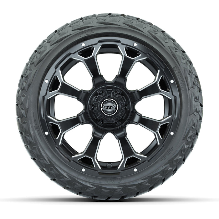 GTW 14' Raven Wheels Matte Black and Maverick Low Profile & All Terrain Tires Combo Set of 4