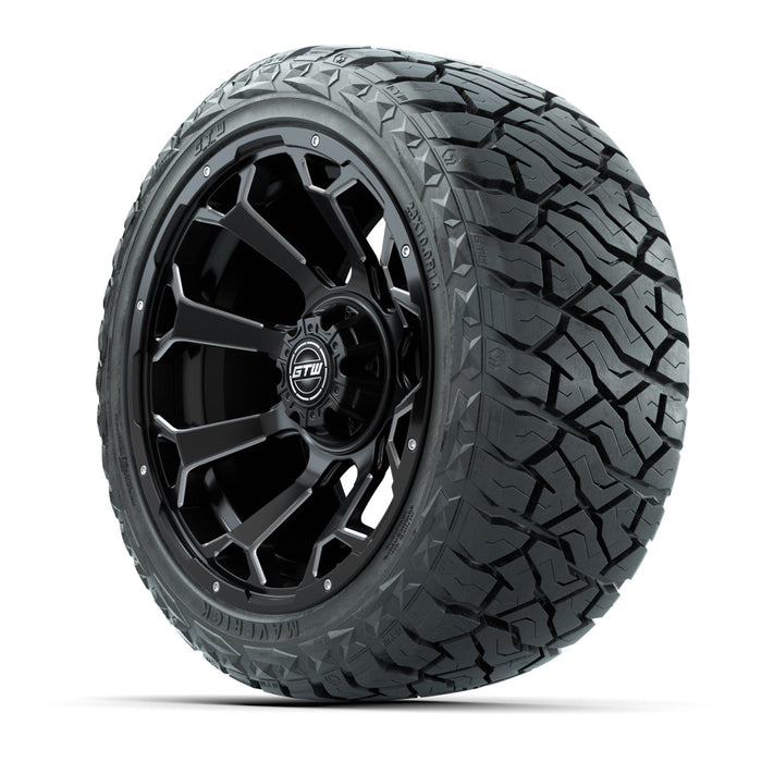 GTW 14' Raven Wheels Matte Black and Maverick Low Profile & All Terrain Tires Combo Set of 4