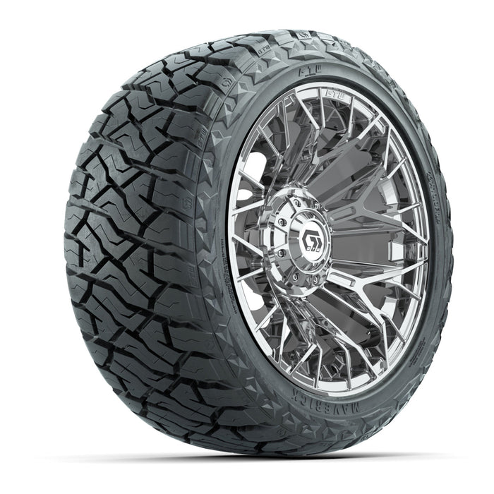 GTW 14' Stellar Wheels Chrome and Maverick Low Profile & All Terrain Tires Combo Set of 4