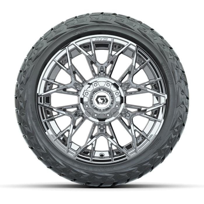 GTW 14' Stellar Wheels Chrome and Maverick Low Profile & All Terrain Tires Combo Set of 4