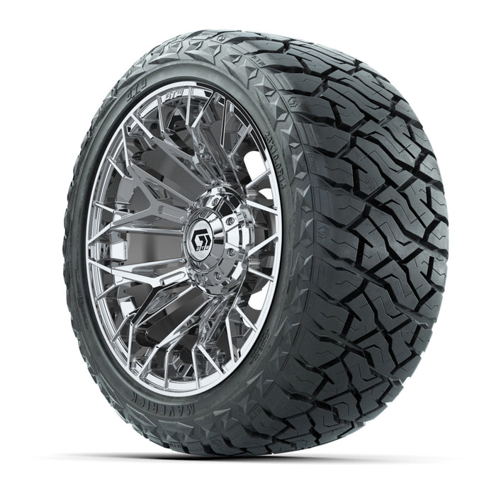 GTW 14' Stellar Wheels Chrome and Maverick Low Profile & All Terrain Tires Combo Set of 4