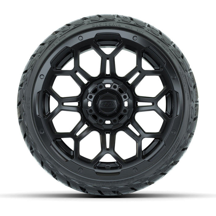 GTW 14' Bravo Wheels Matte Black and Maverick 205/35-R14 Low Profile All Terrain Tires Set of 4