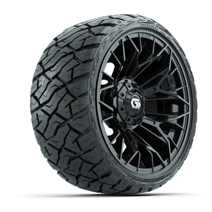 GTW 14' Stellar Wheels Black and Maverick 205/35-R14 Low Profile All Terrain Tires Set of 4