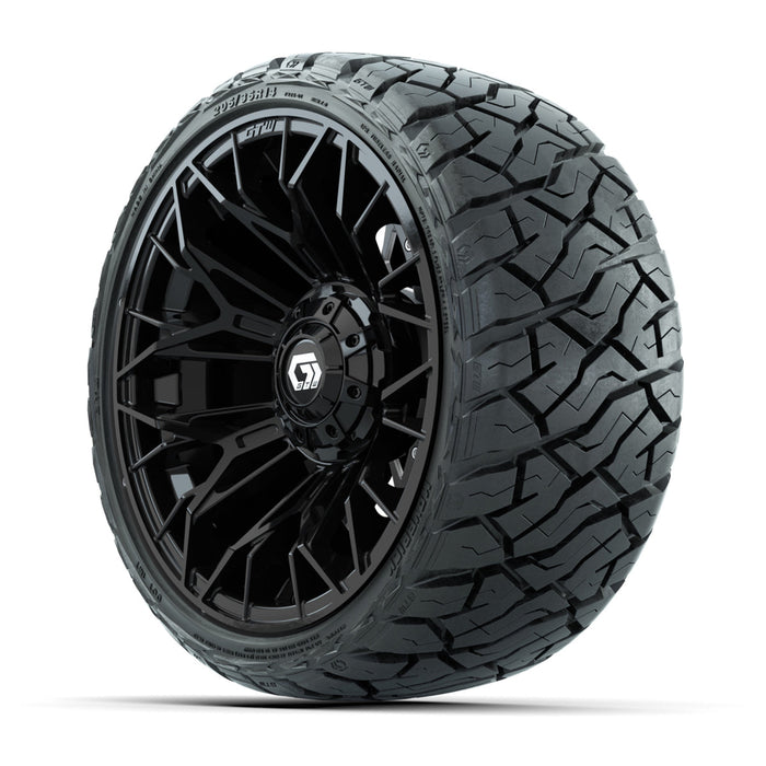 GTW 14' Stellar Wheels Black and Maverick 205/35-R14 Low Profile All Terrain Tires Set of 4