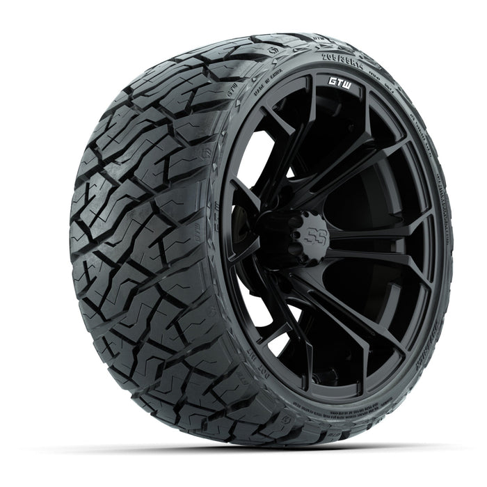 GTW 14' Spyder Wheels Matte Black and Maverick Low Profile & All Terrain Tires Combo Set of 4