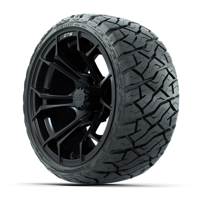 GTW 14' Spyder Wheels Matte Black and Maverick Low Profile & All Terrain Tires Combo Set of 4