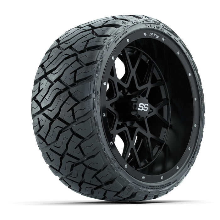 GTW 14' Vortex Wheels Matte Black and Maverick Low Profile & All Terrain Tires Combo Set of 4