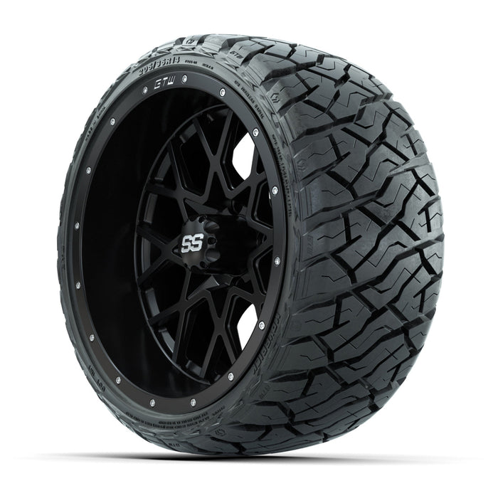 GTW 14' Vortex Wheels Matte Black and Maverick Low Profile & All Terrain Tires Combo Set of 4