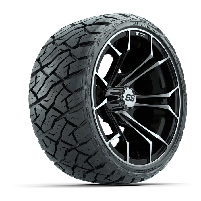 GTW 14' Spyder Wheels Machined Black and Maverick Low Profile & All Terrain Tires Combo Set of 4
