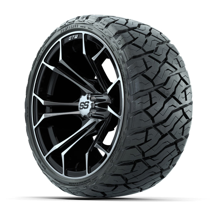 GTW 14' Spyder Wheels Machined Black and Maverick Low Profile & All Terrain Tires Combo Set of 4