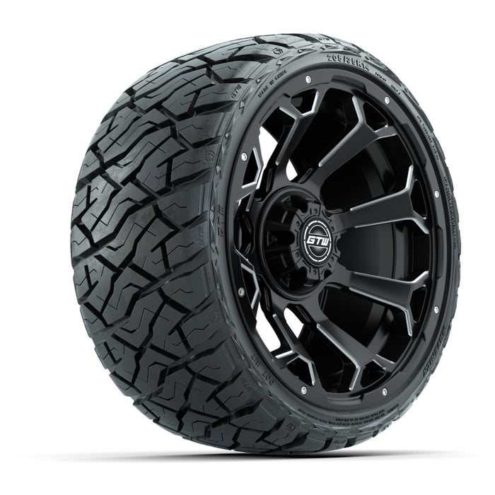 GTW 14' Raven Wheels Matte Black and Maverick Low Profile & All Terrain Tires Combo Set of 4