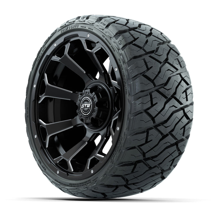 GTW 14' Raven Wheels Matte Black and Maverick Low Profile & All Terrain Tires Combo Set of 4