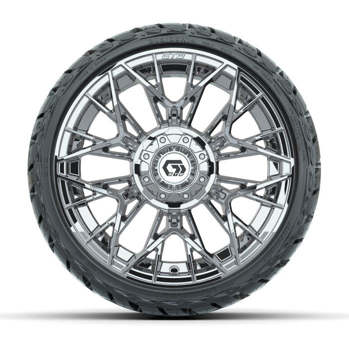 GTW 14' Stellar Wheels Chrome and Maverick Low Profile & All Terrain Tires Combo Set of 4