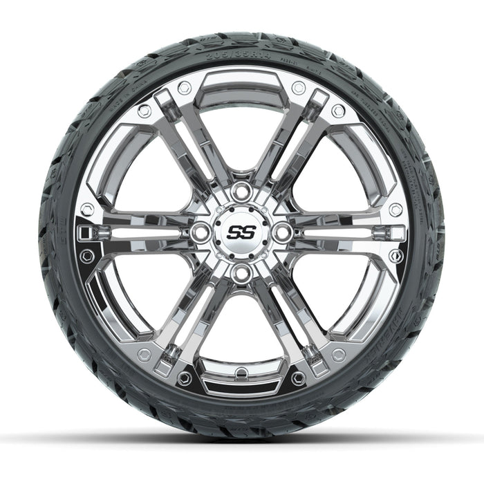 GTW 14' Specter Wheels Chrome and Maverick Low Profile & All Terrain Tires Combo Set of 4