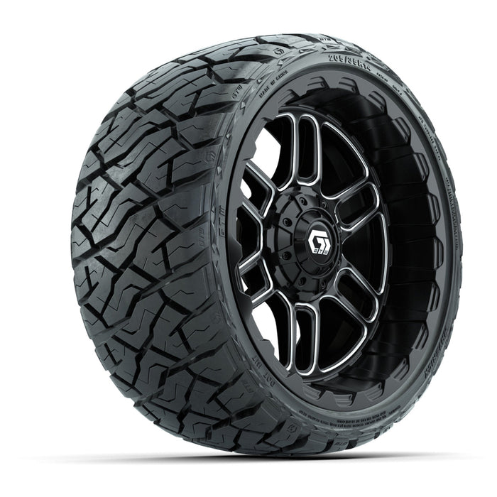GTW 14' Titan Wheels Machined Black and Maverick Low Profile & All Terrain Tires Combo Set of 4