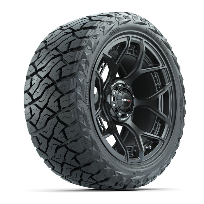 GTW 15' MadJax Wheels Flow Form Evolution Matte Black and Maverick 23x10.00-R15 All Terrain Tires Combo Set of 4
