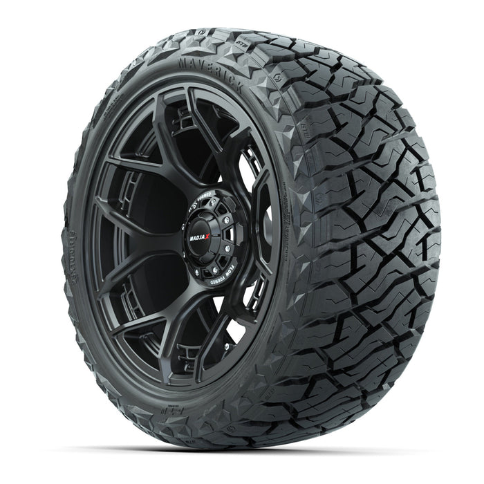 GTW 15' MadJax Wheels Flow Form Evolution Matte Black and Maverick 23x10.00-R15 All Terrain Tires Combo Set of 4