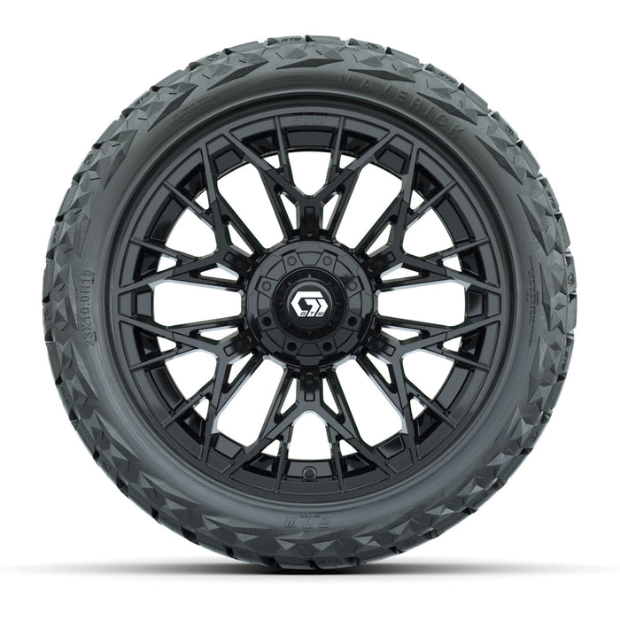 GTW 15' Stellar Wheels Matte Black and Maverick 23x10.00-R15 All Terrain Tires Combo Set of 4