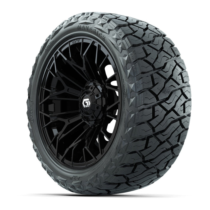 GTW 15' Stellar Wheels Matte Black and Maverick 23x10.00-R15 All Terrain Tires Combo Set of 4
