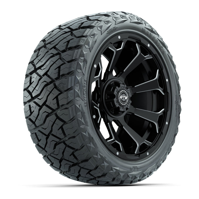 GTW 15' Raven Wheels Matte Black and Maverick 23x10.00-R15 All Terrain Tires Combo Set of 4