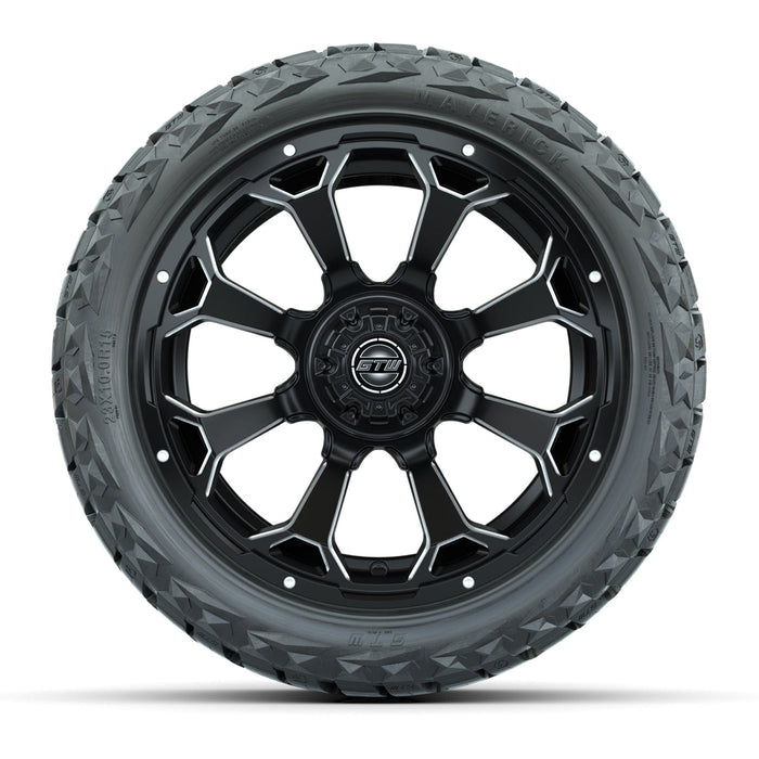 GTW 15' Raven Wheels Matte Black and Maverick 23x10.00-R15 All Terrain Tires Combo Set of 4