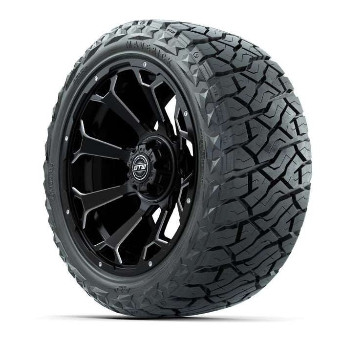 GTW 15' Raven Wheels Matte Black and Maverick 23x10.00-R15 All Terrain Tires Combo Set of 4
