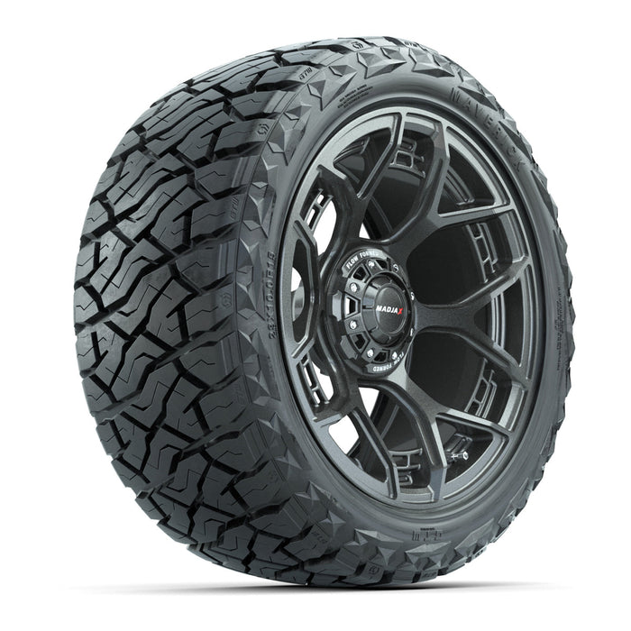 GTW 15' MadJax Wheels Flow Form Evolution Gunmetal and Maverick 23x10.00-R15 All Terrain Tires Combo Set of 4