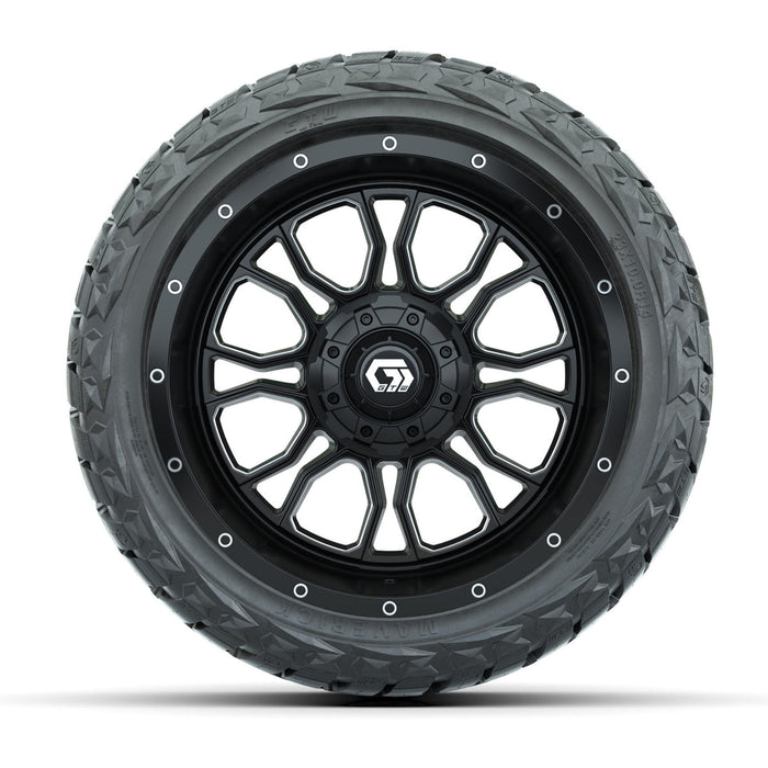 GTW 14' Volt Wheels Black/Machined and Maverick 23x10-R14 All Terrain Tires Set of 4