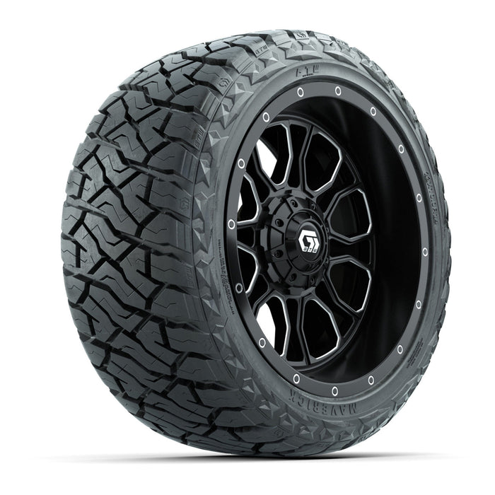 GTW 14' Volt Wheels Black/Machined and Maverick 23x10-R14 All Terrain Tires Set of 4