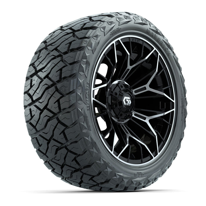 GTW 15' Stellar Wheels Machined Black and Maverick 23x10.00-R15 All Terrain Tires Combo Set of 4