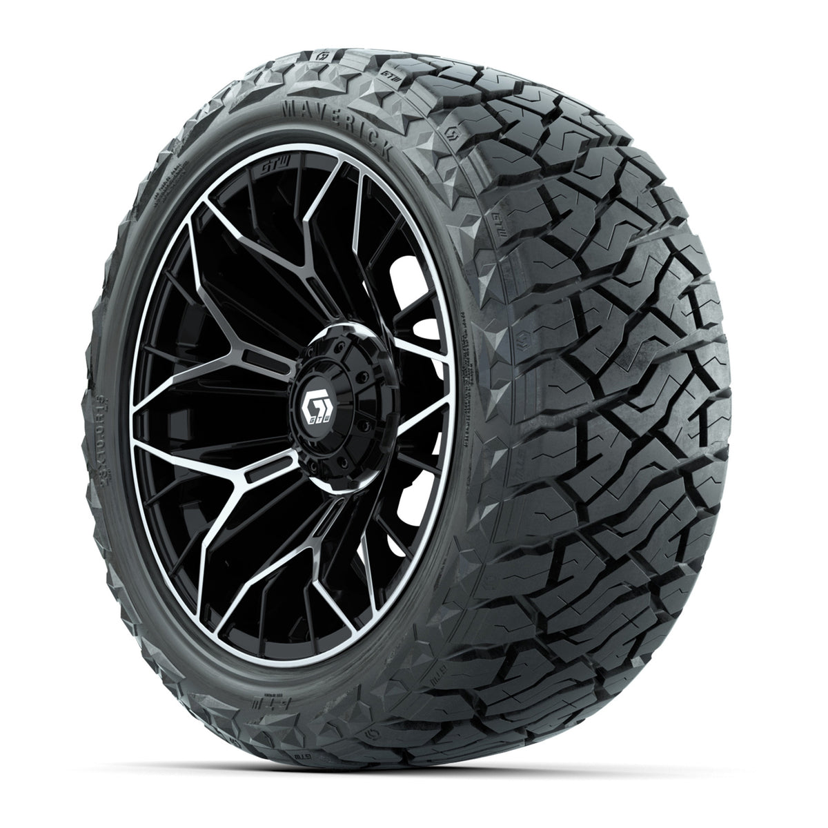 GTW 15' Stellar Wheels Machined Black and Maverick 23x10.00-R15 All Te ...