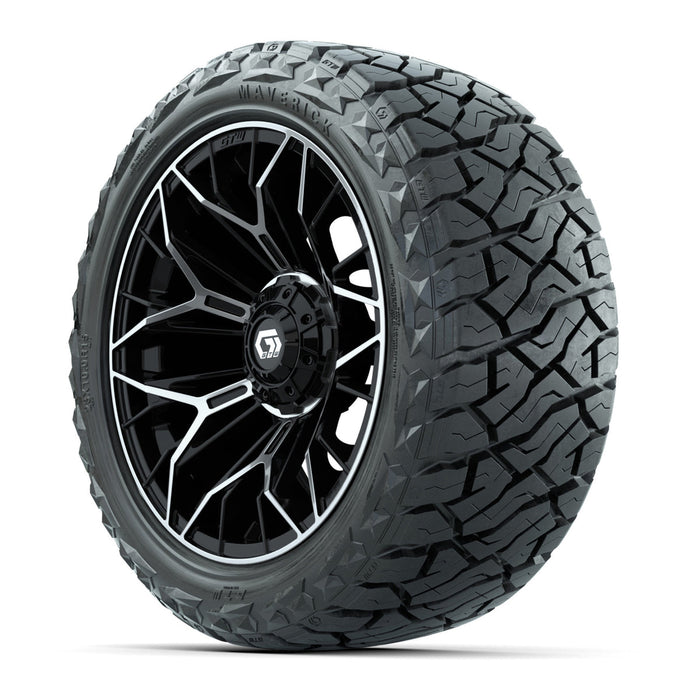 GTW 15' Stellar Wheels Machined Black and Maverick 23x10.00-R15 All Terrain Tires Combo Set of 4