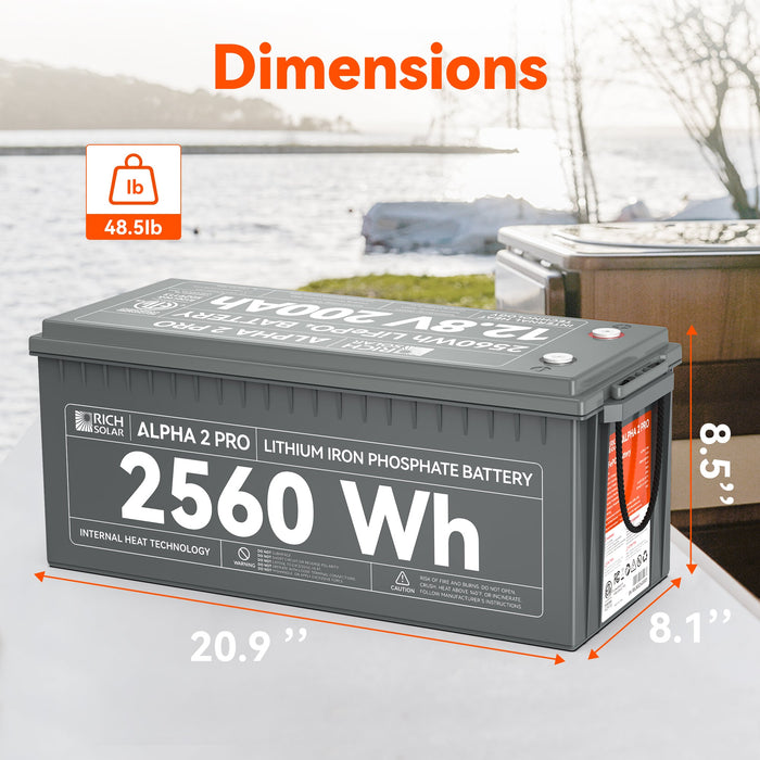 Rich Solar Alpha 2 Pro - 12V 200Ah LiFePO4 Battery